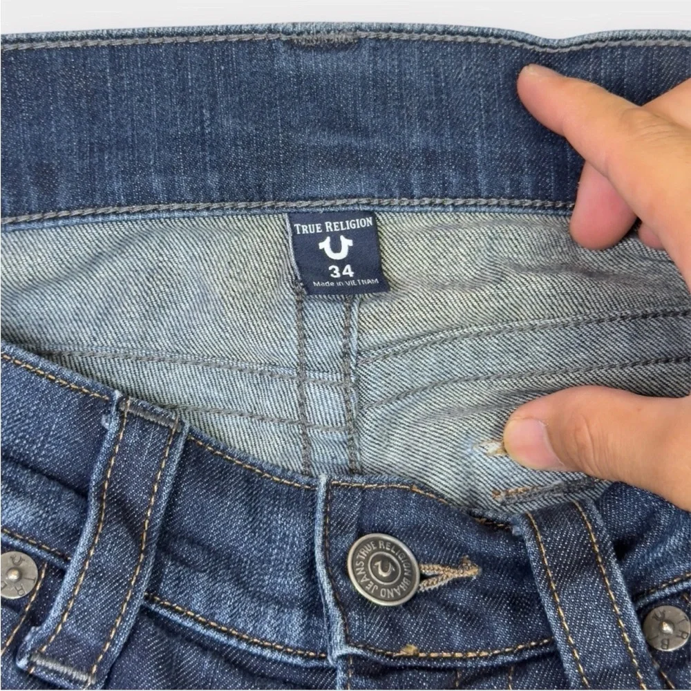 True Religion Billy Relaxed Bootcut Jeans Mens 34x33 Blue Western Skate Y2K Flap